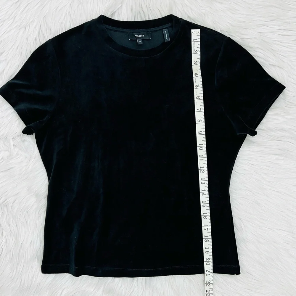 NWOT! Theory "Tiny Tee" Soft Black Velvet Ribbed Crew Neckline Sz M - Picture 5 of 8